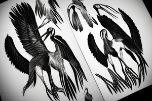 the marabou stork flying with wings spread tattoo idea