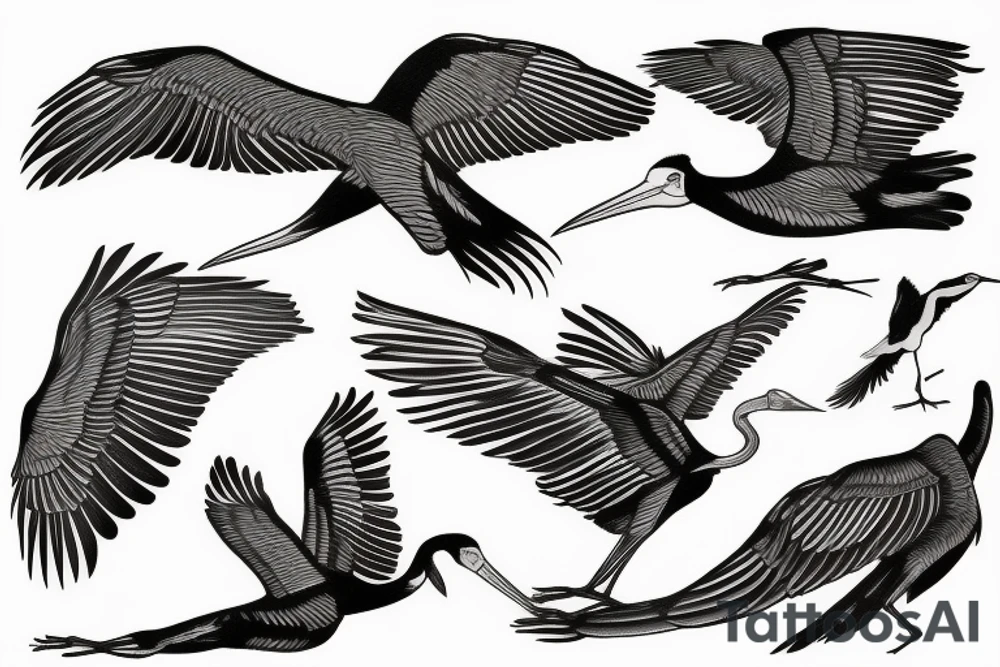 the marabou stork flying with wings spread tattoo idea