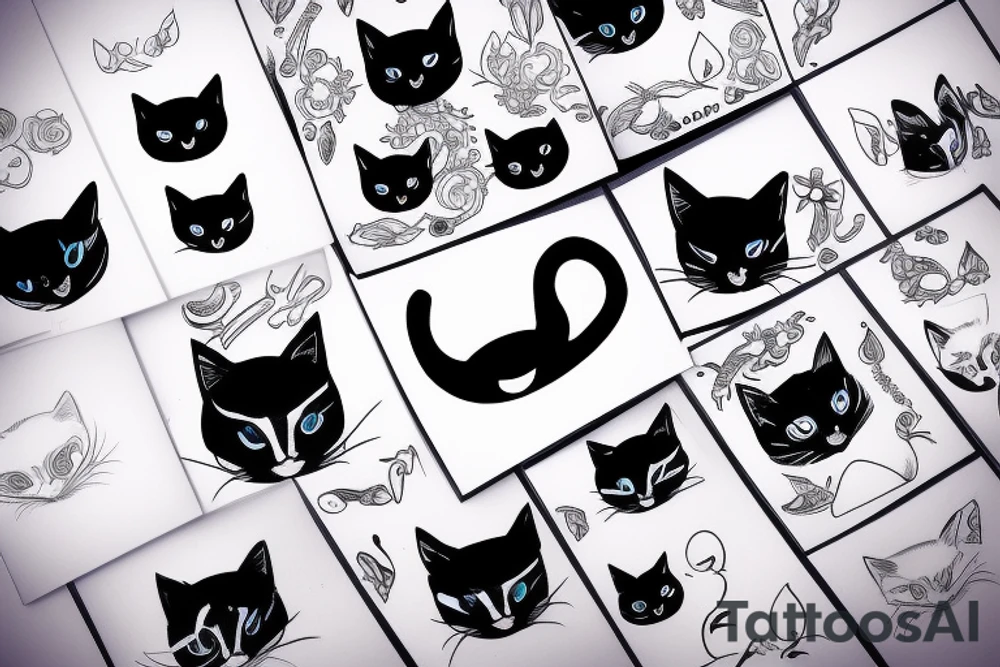 Black cat blue eye tattoo idea