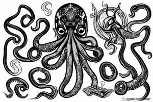 Octopus with hookah and smoke tattoo idea