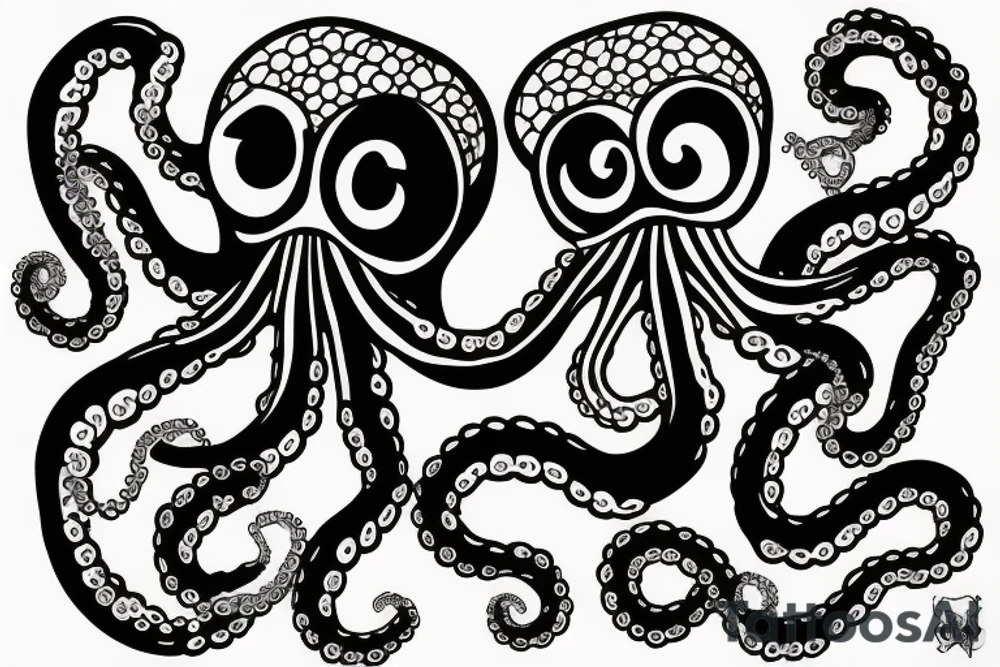 An octopus that smokes a hookah and blows smoke tattoo idea
