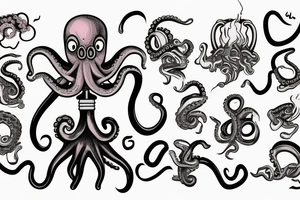 An octopus that smokes a hookah and blows smoke tattoo idea