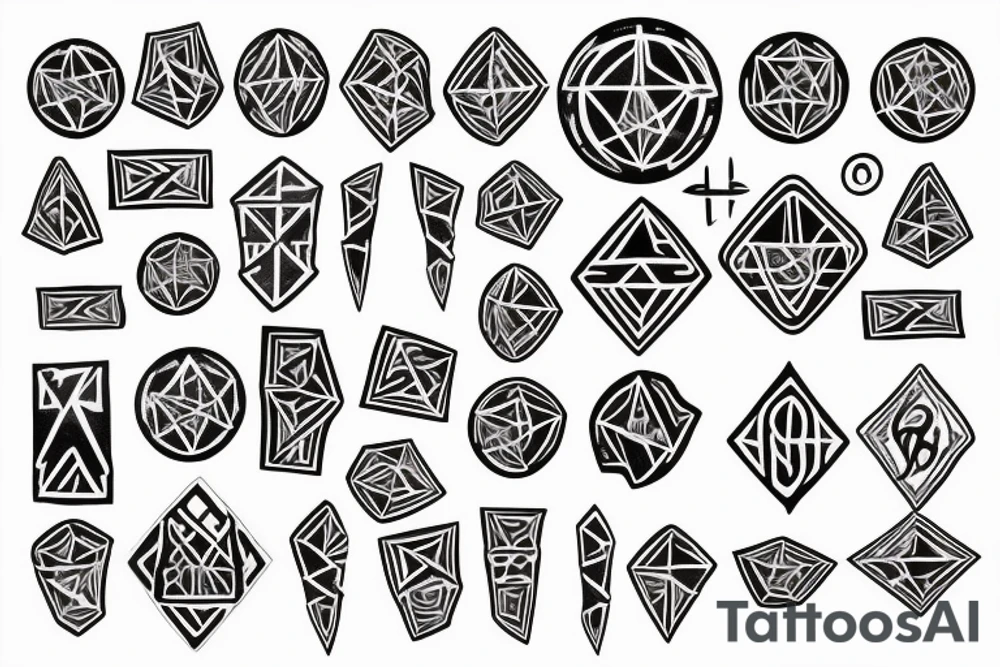 Tattoo on the arm with Taurus in the form of runes or broken porcelain tattoo idea