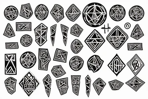 Tattoo on the arm with Taurus in the form of runes or broken porcelain tattoo idea