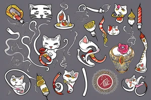 Cat smokes a hookah tattoo idea