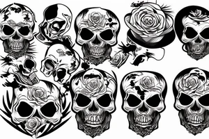a skull face getting unsticked from the other face tattoo idea