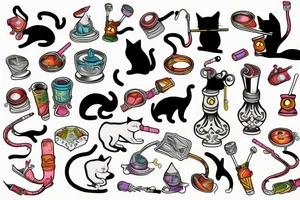Cat smokes a hookah tattoo idea