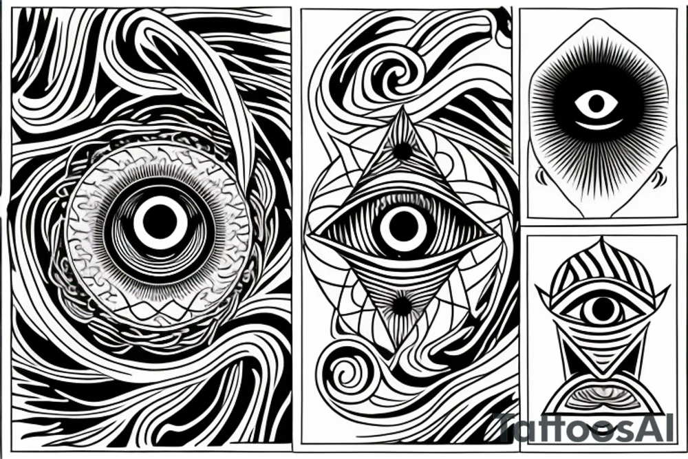 All seeing eye with waves tattoo idea