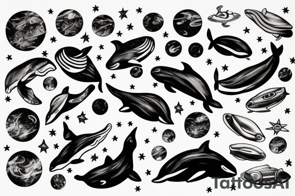 Whale in space tattoo idea