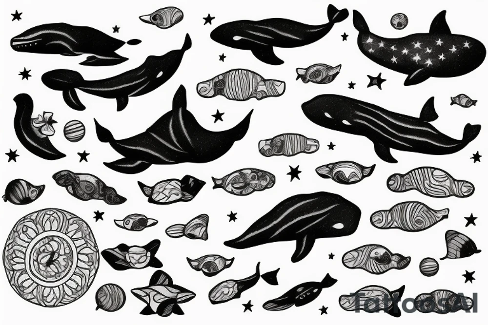 Whale in space tattoo idea