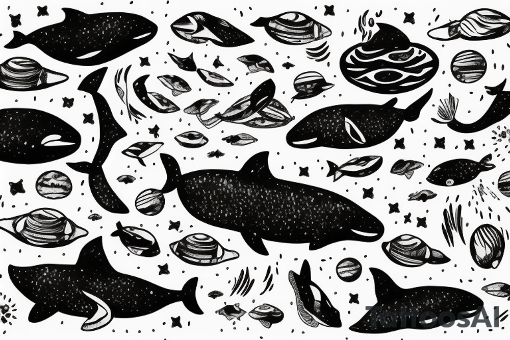 Whale in space tattoo idea