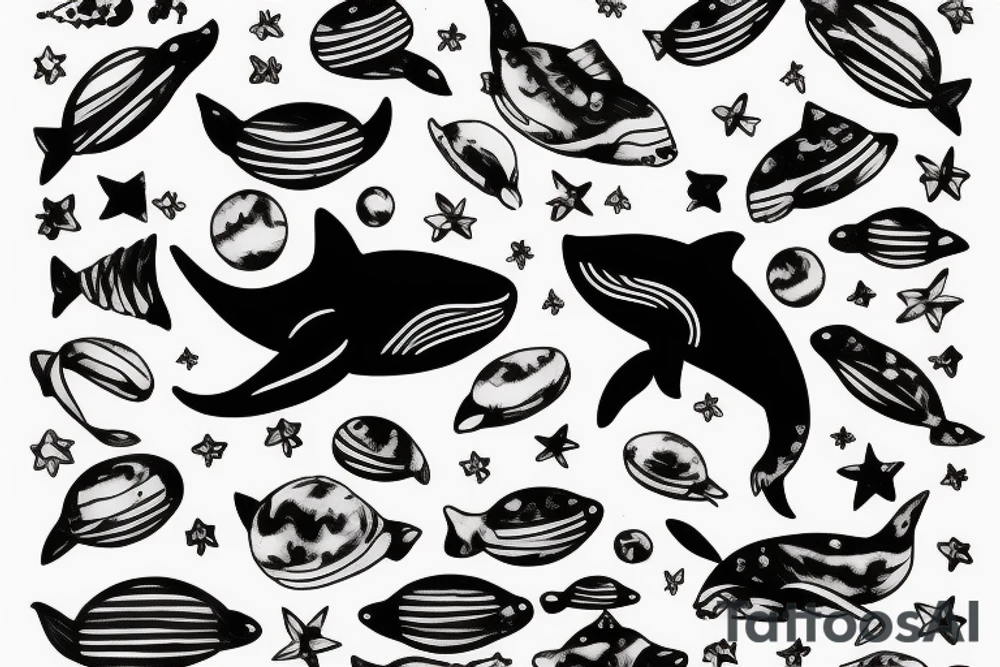 Whale in space tattoo idea
