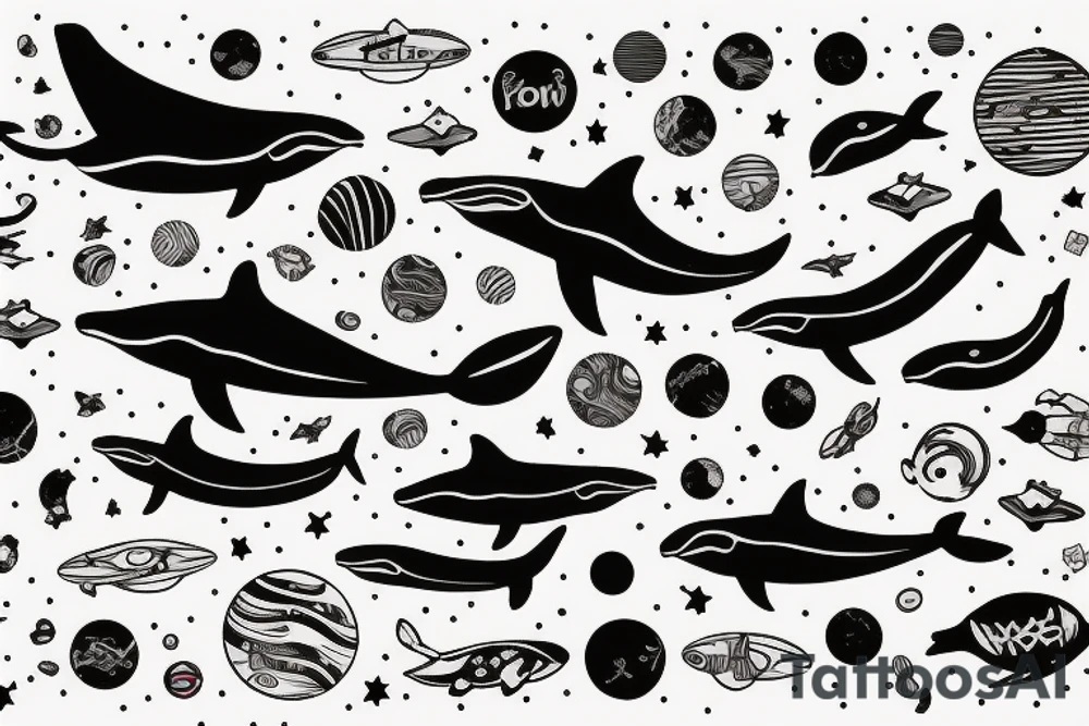 Whale in space tattoo idea