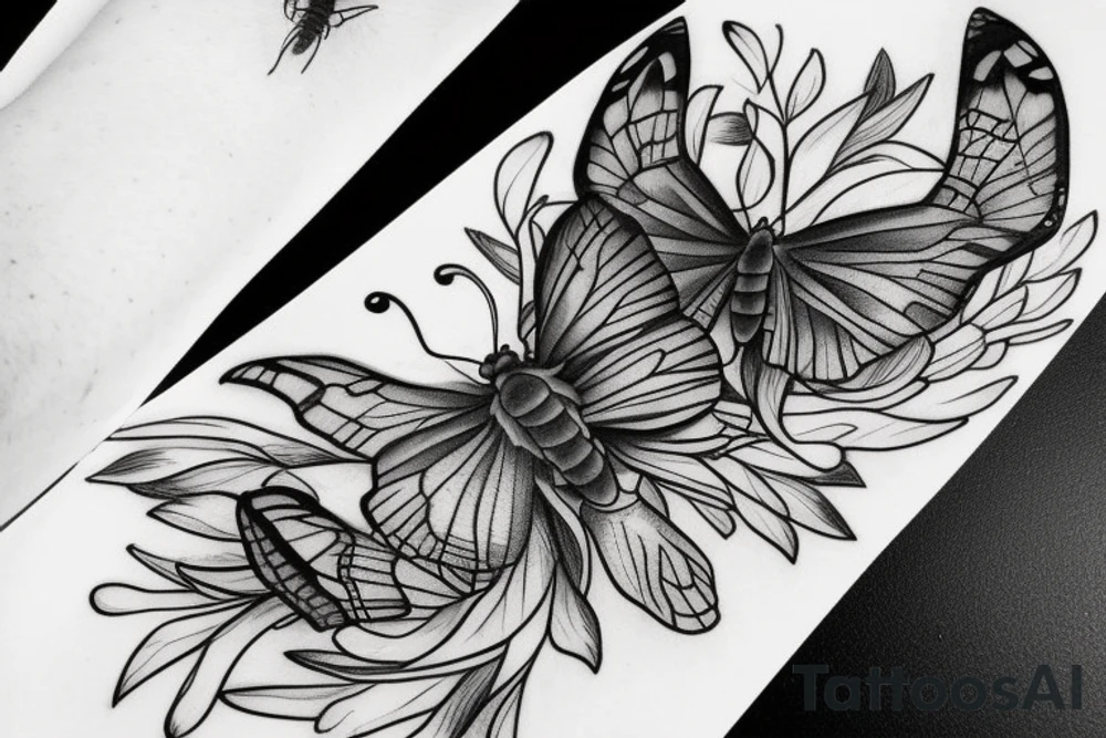 moth and half butterfly tattoo idea