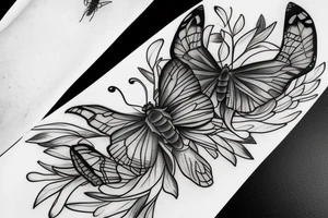 moth and half butterfly tattoo idea