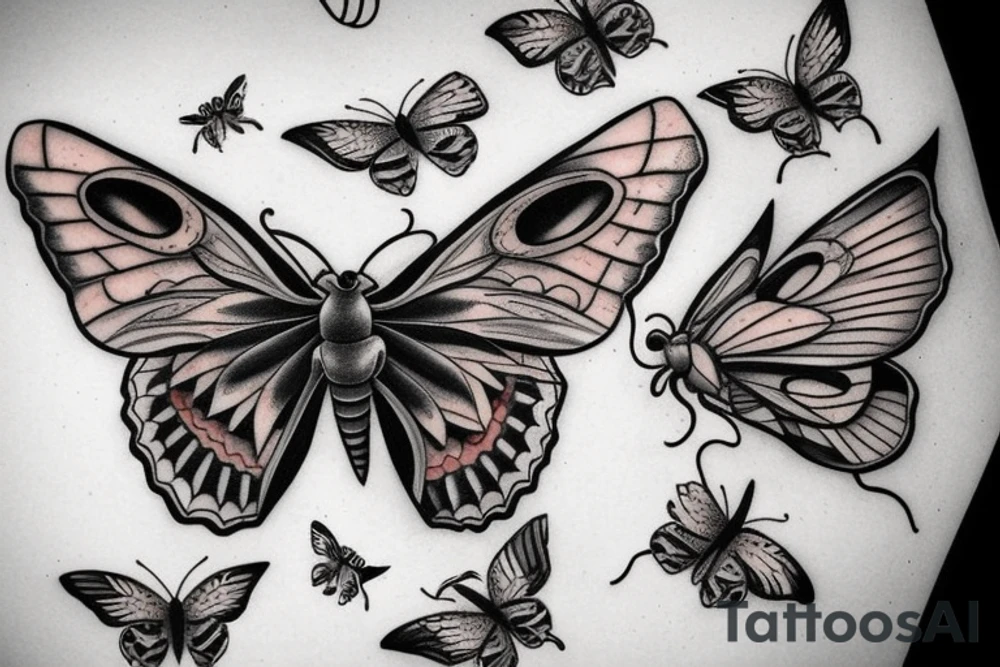 moth and half butterfly tattoo idea