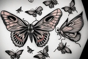 moth and half butterfly tattoo idea