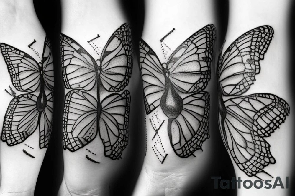 moth and half butterfly with bees tattoo idea