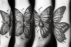 moth and half butterfly with bees tattoo idea