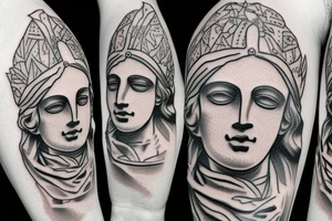 blindfolded Greek statue tattoo idea