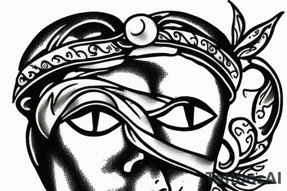 Greek statue of blindfolded man tattoo idea