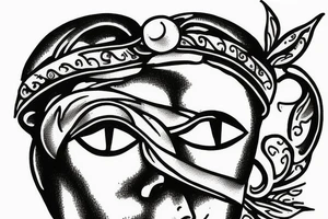 Greek statue of blindfolded man tattoo idea