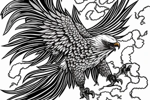 Eagle and Lightning Cloud over an temple tattoo idea