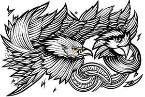 Eagle and Lightning Cloud over an temple tattoo idea