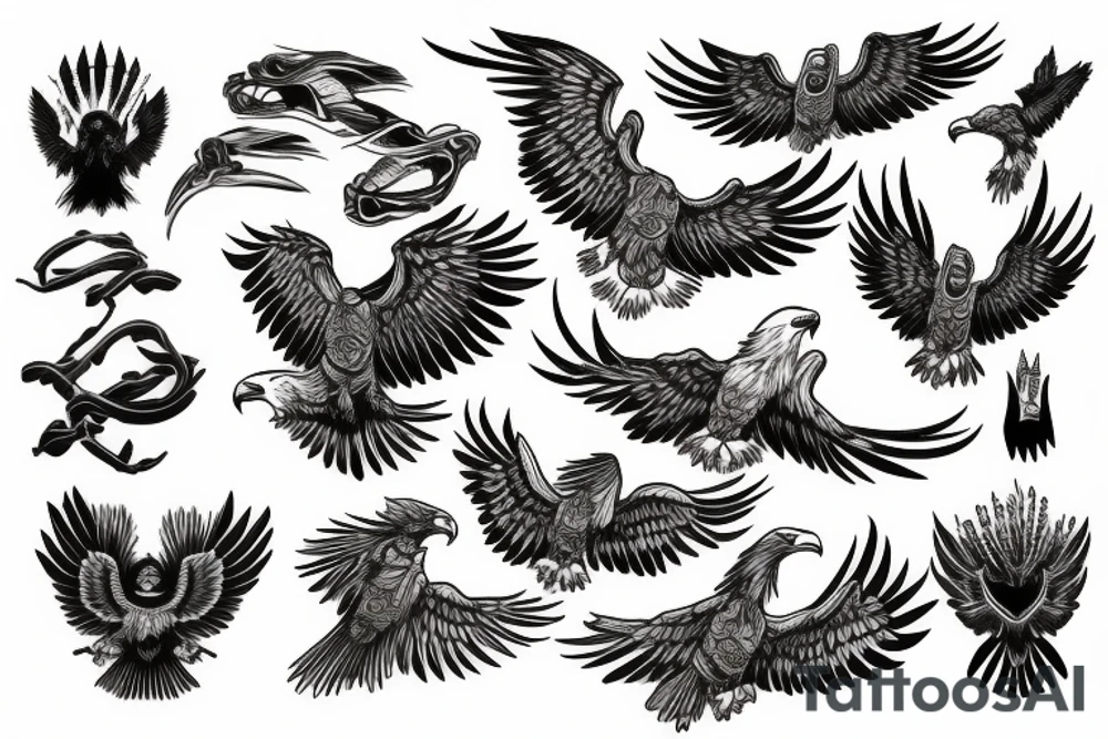 Eagle and Lightning over a temple tattoo idea
