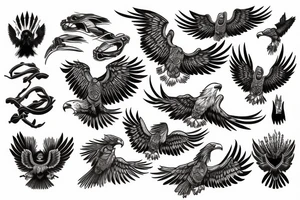 Eagle and Lightning over a temple tattoo idea
