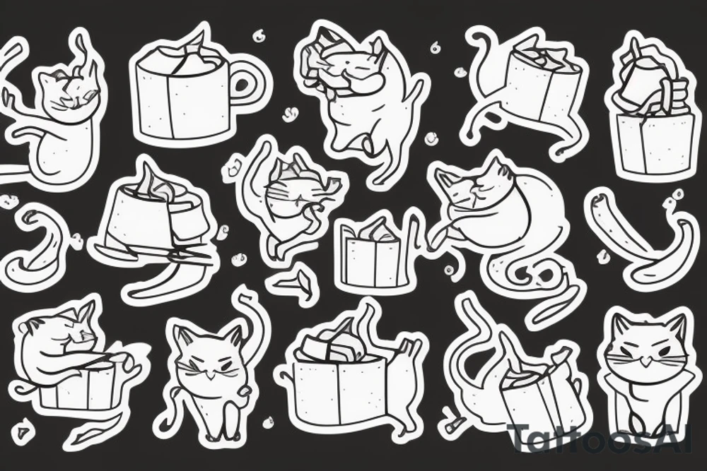 Cat roasting marshmallows over a fire tattoo idea