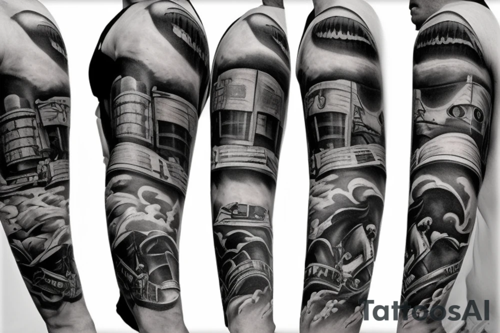 Tired firefighter at oil rig tattoo idea
