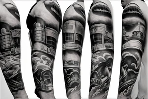 Tired firefighter at oil rig tattoo idea