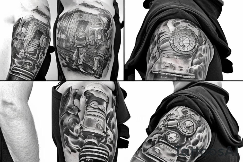 Tired firefighter at oil rig tattoo idea