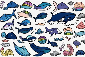 whale swims on the waves tattoo idea