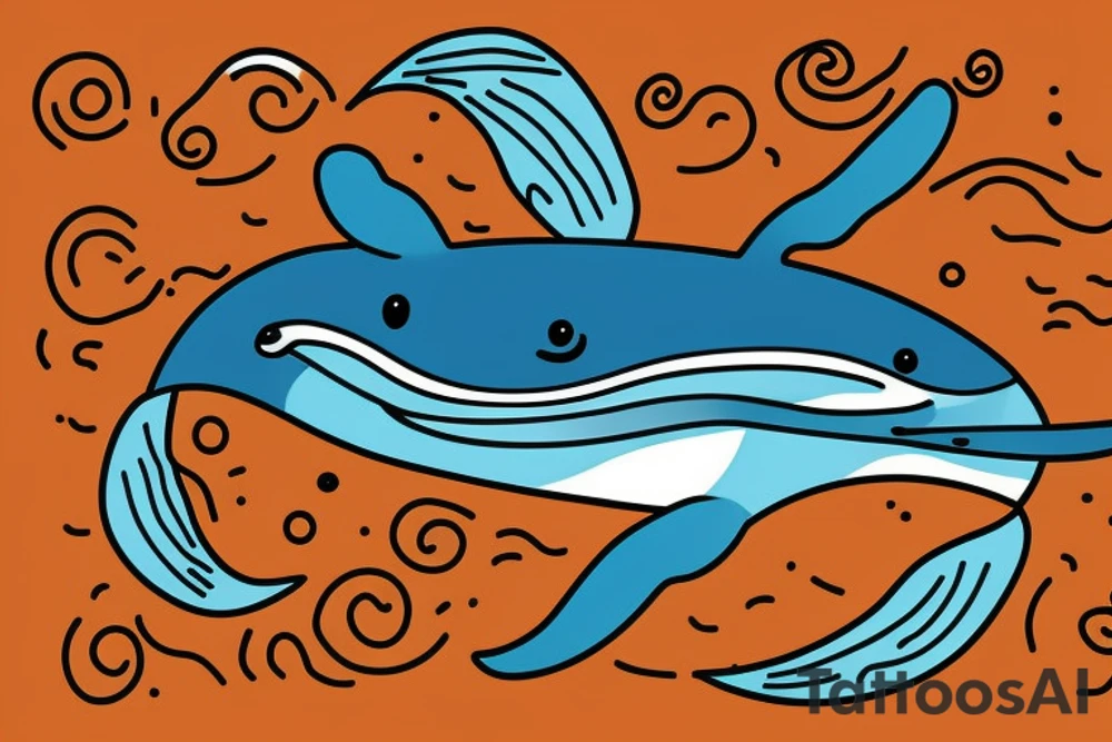 whale swims on the waves tattoo idea