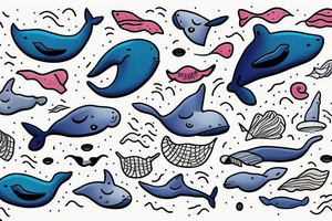 whale swims on the waves tattoo idea