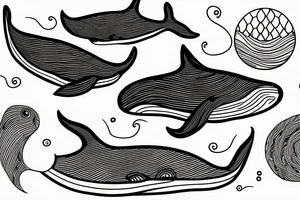whale swims on the waves tattoo idea