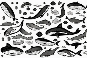 whale swims on the waves tattoo idea