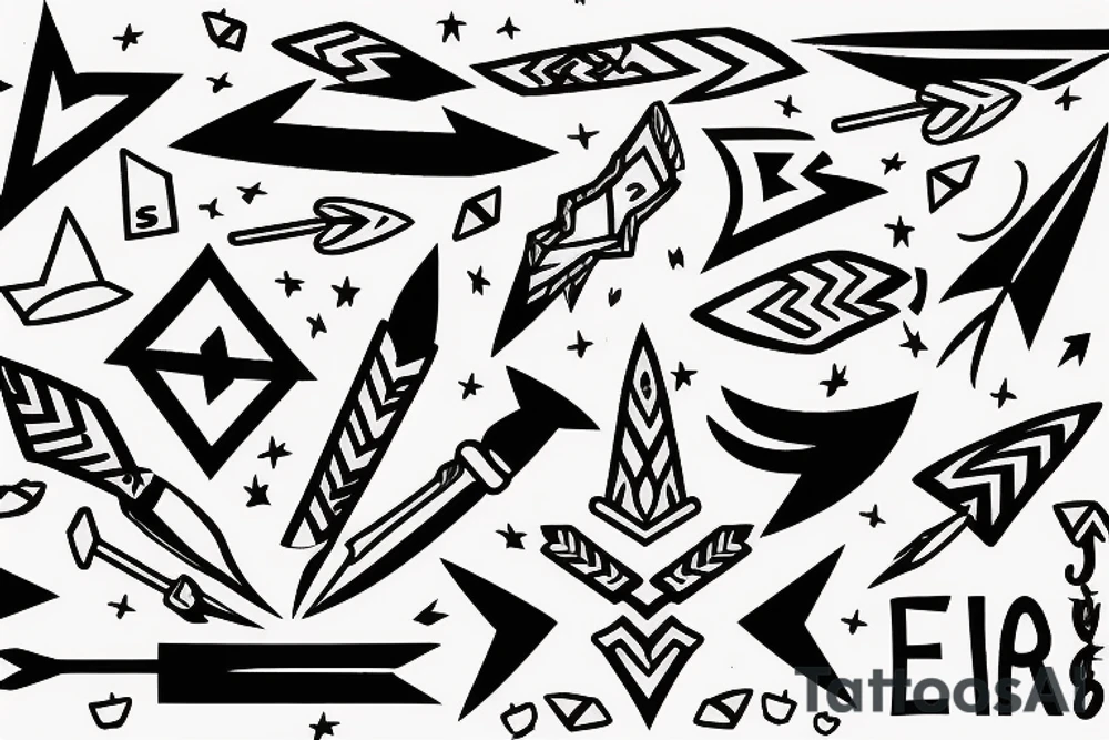 make me a tattoo of an arrow, with signs that mean life is not easy tattoo idea