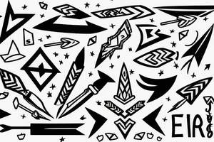 make me a tattoo of an arrow, with signs that mean life is not easy tattoo idea