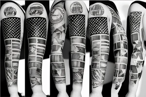 Distressed American flag sleeve tattoo idea
