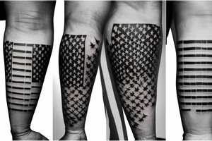 Distressed American flag sleeve tattoo idea