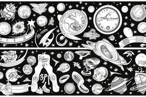 father and son against the backdrop of time, the universe tattoo idea