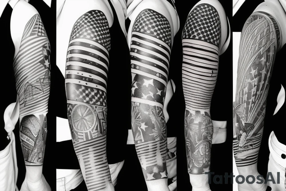 American flag sleeve tattoo idea