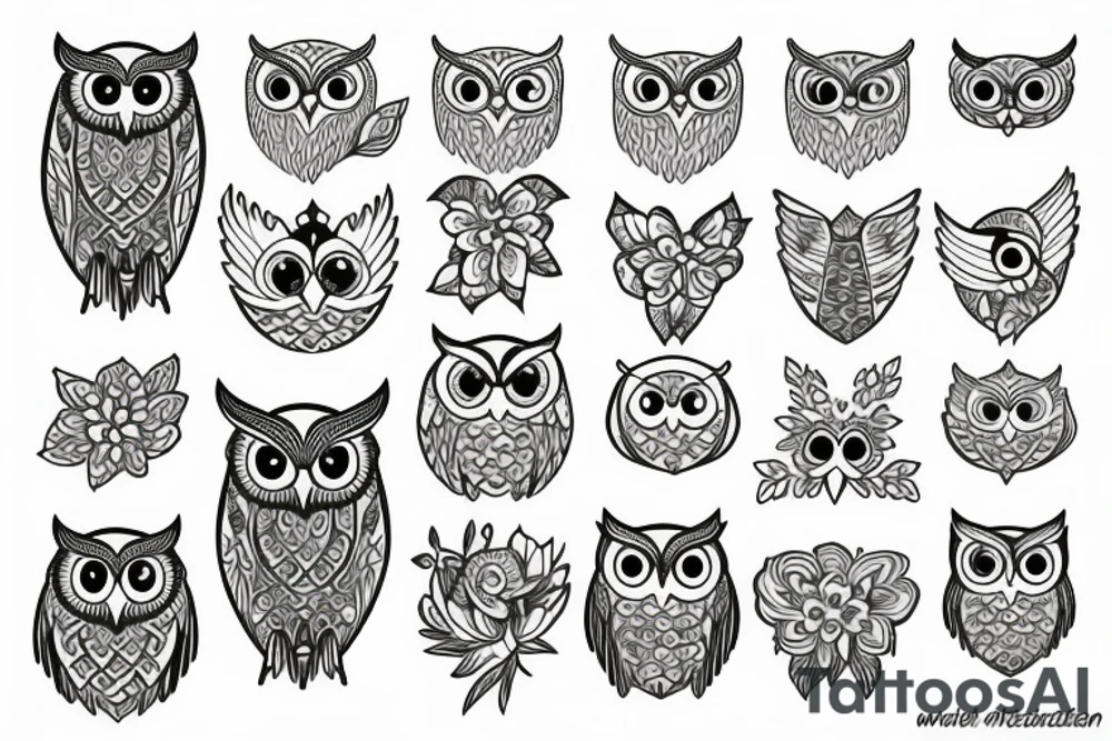 Owl with flowers tattoo idea