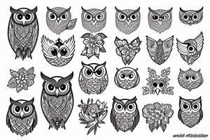 Owl with flowers tattoo idea