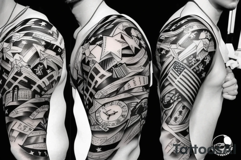 Patriotic sleeve tattoo idea