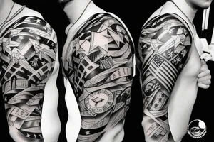Patriotic sleeve tattoo idea
