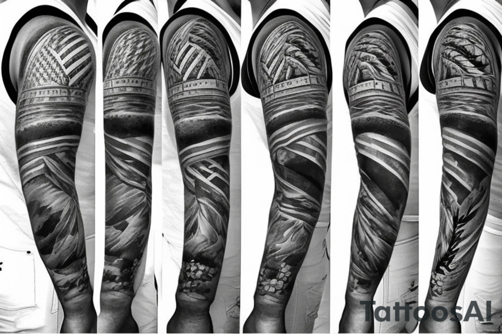 Patriotic sleeve tattoo idea